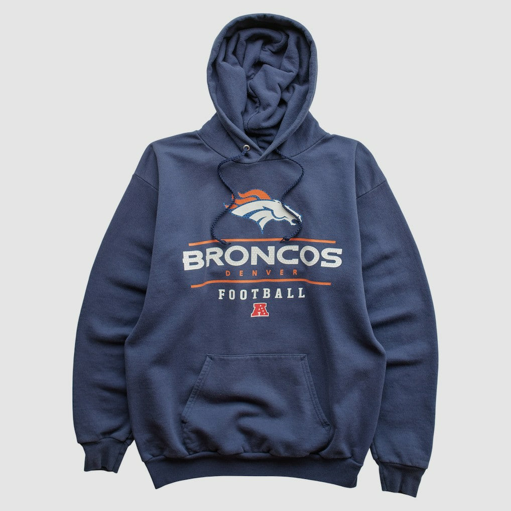 Denver Broncos NFL 2000s Hooded Pullover Sweatshirt Navy Vintage