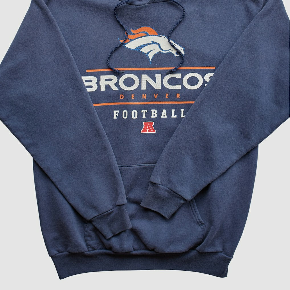 Denver Broncos NFL 2000s Hooded Pullover Sweatshirt Navy Vintage