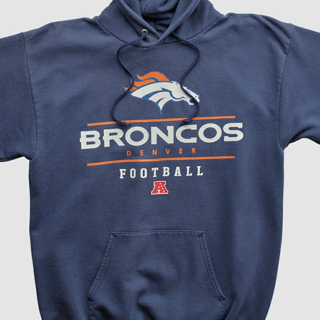 Denver Broncos NFL 2000s Hooded Pullover Sweatshirt Navy Vintage