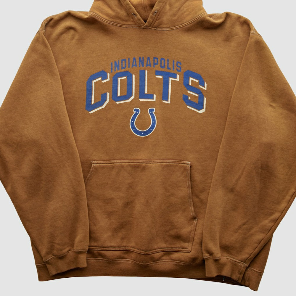 Indianapolis Colts Reebok 2000s Hooded Pullover Sweatshirt Tan Vintage
