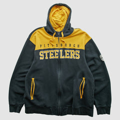 Pittsburgh Steelers NFL 2010s Hooded Full Zip Sweatshirt Black Vintage