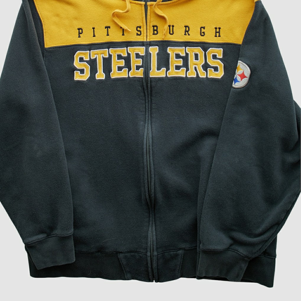Pittsburgh Steelers NFL 2010s Hooded Full Zip Sweatshirt Black Vintage