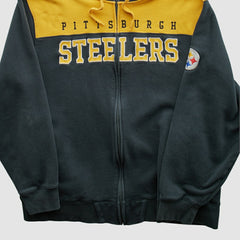 Pittsburgh Steelers NFL 2010s Hooded Full Zip Sweatshirt Black Vintage