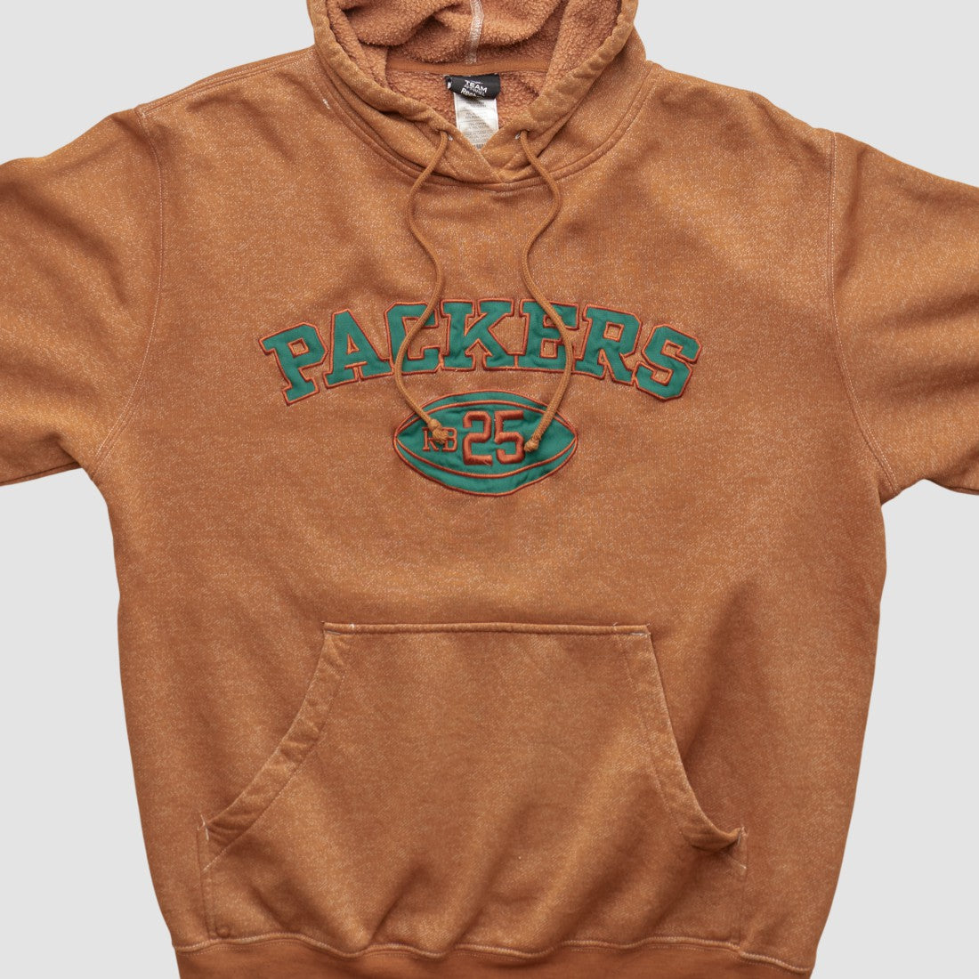 Green Bay Packers Reebok 2010s Hooded Pullover Sweatshirt Brown Vintage