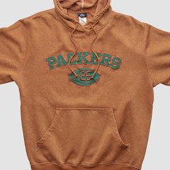 Green Bay Packers Reebok 2010s Hooded Pullover Sweatshirt Brown Vintage