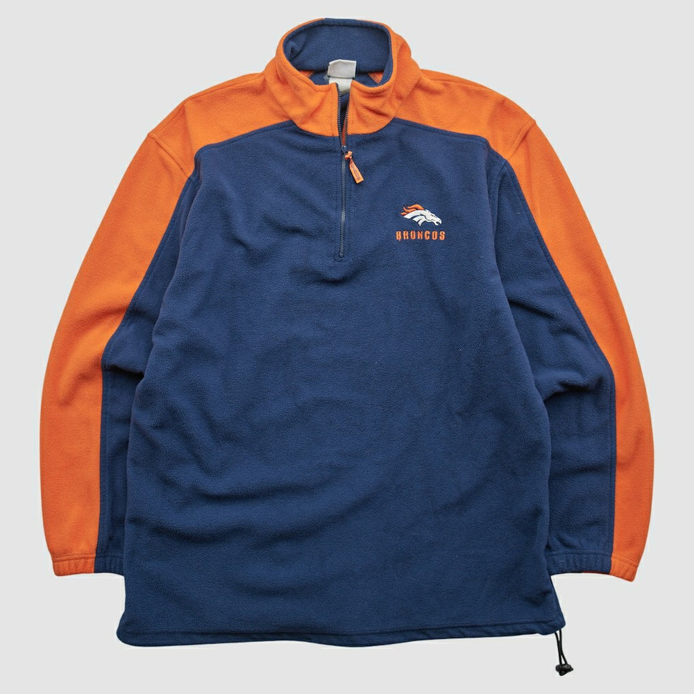 Denver Broncos NFL 2000s 1/4 Zip Sweatshirt Navy Vintage