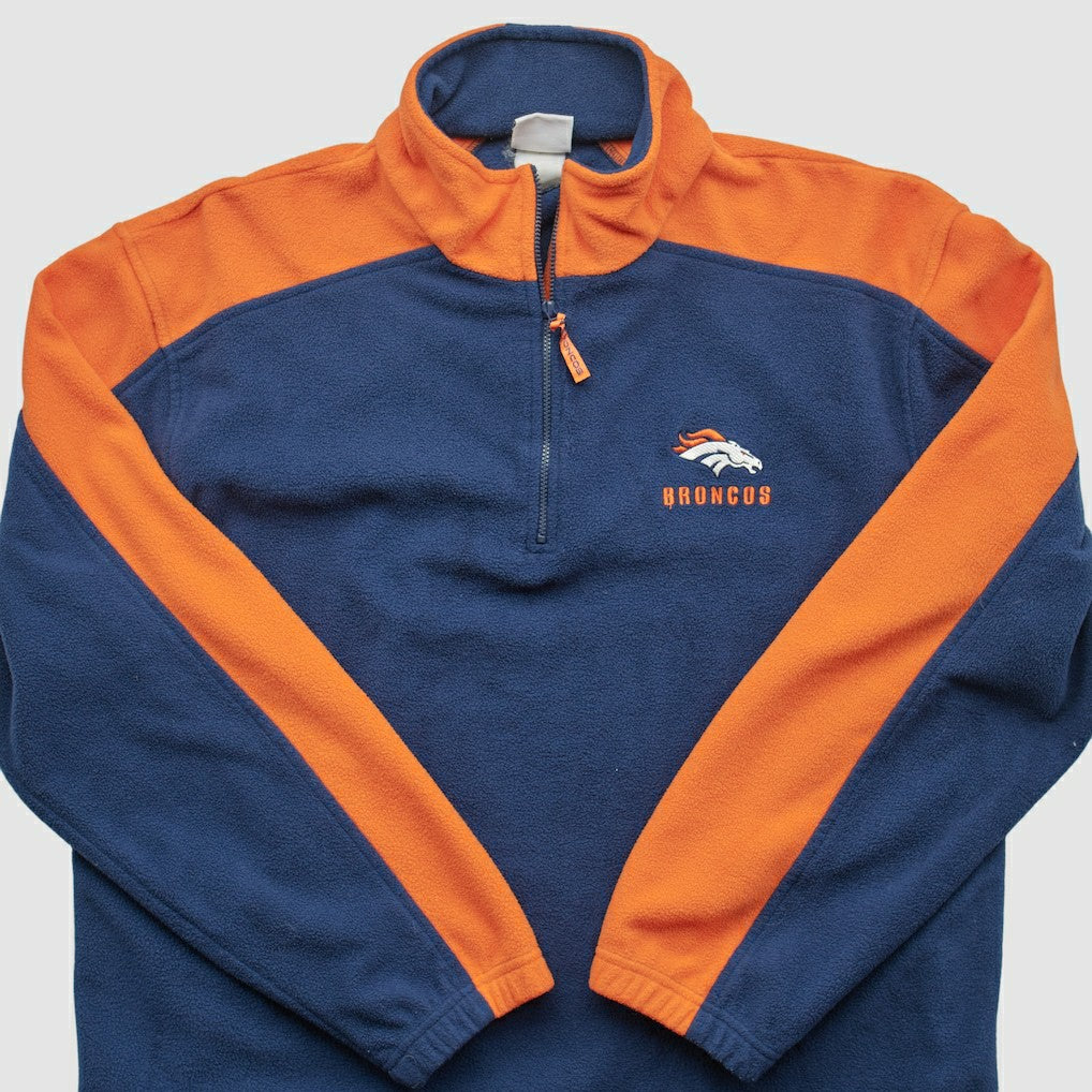 Denver Broncos NFL 2000s 1/4 Zip Sweatshirt Navy Vintage