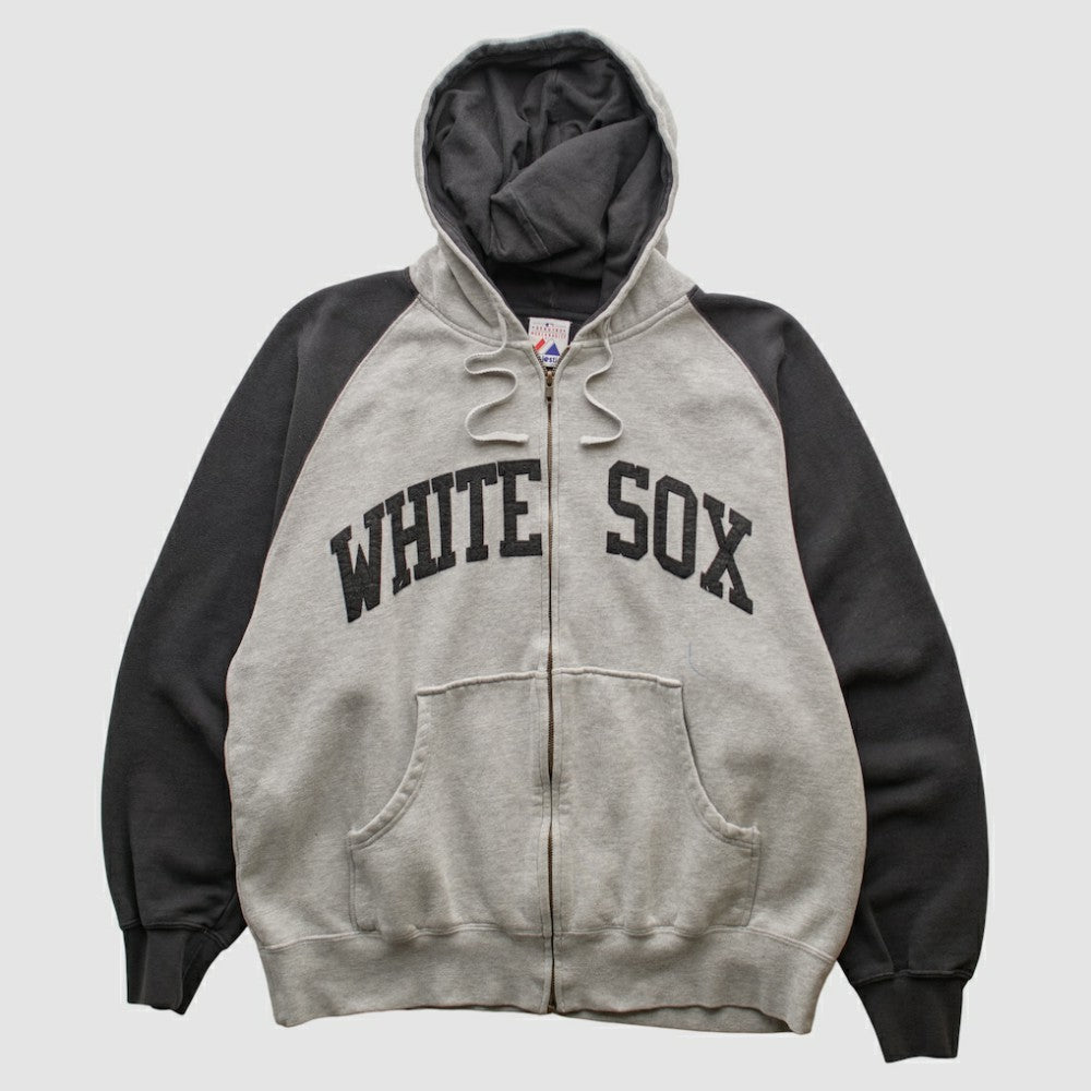 Chicago White Sox Majestic 2000s Hooded Full Zip Sweatshirt - Heather Gray - M by Fanatics Real Vintage Sweatshirts