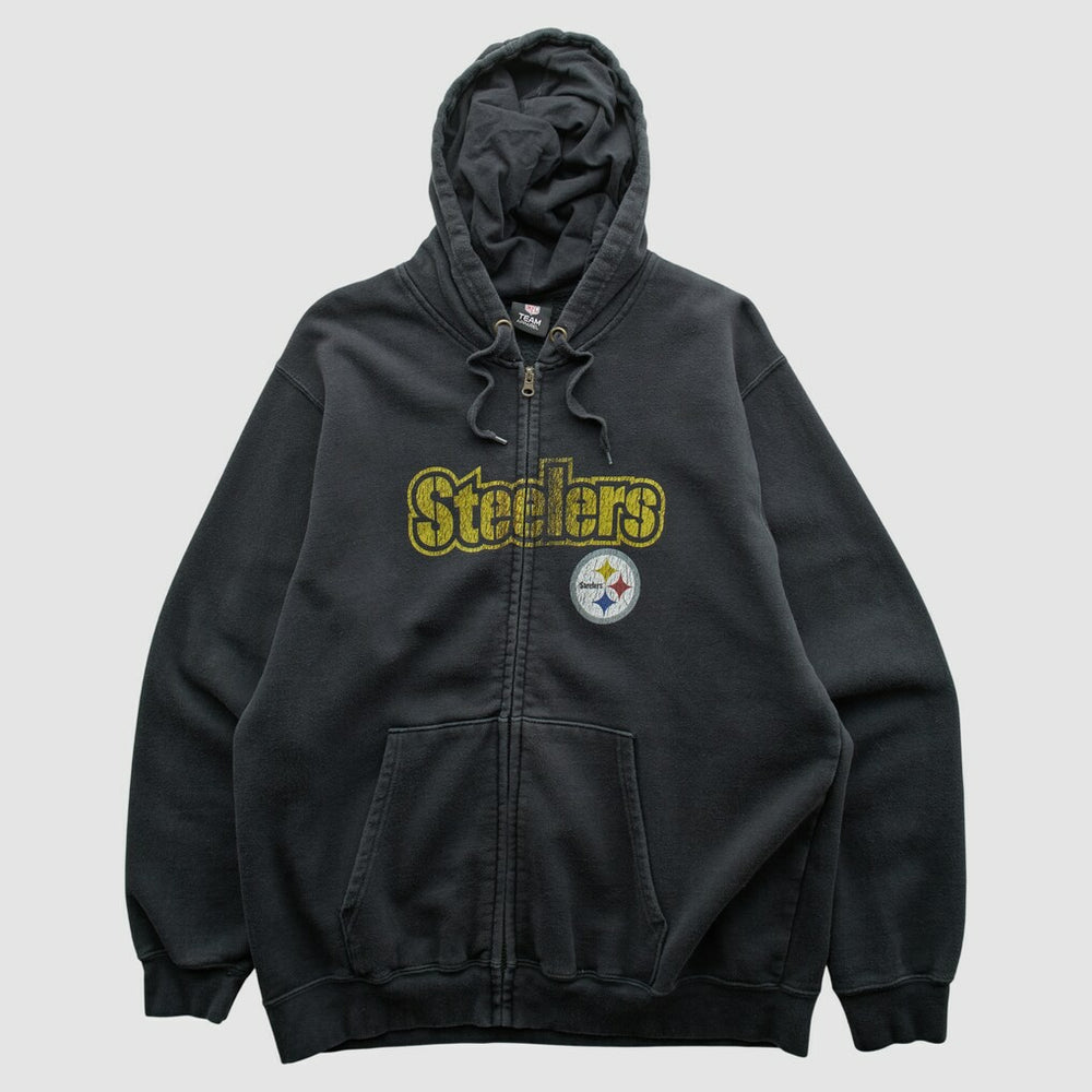 Pittsburgh Steelers NFL 2010s Hooded Full Zip Sweatshirt Black Vintage