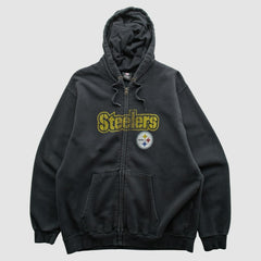 Pittsburgh Steelers NFL 2010s Hooded Full Zip Sweatshirt Black Vintage