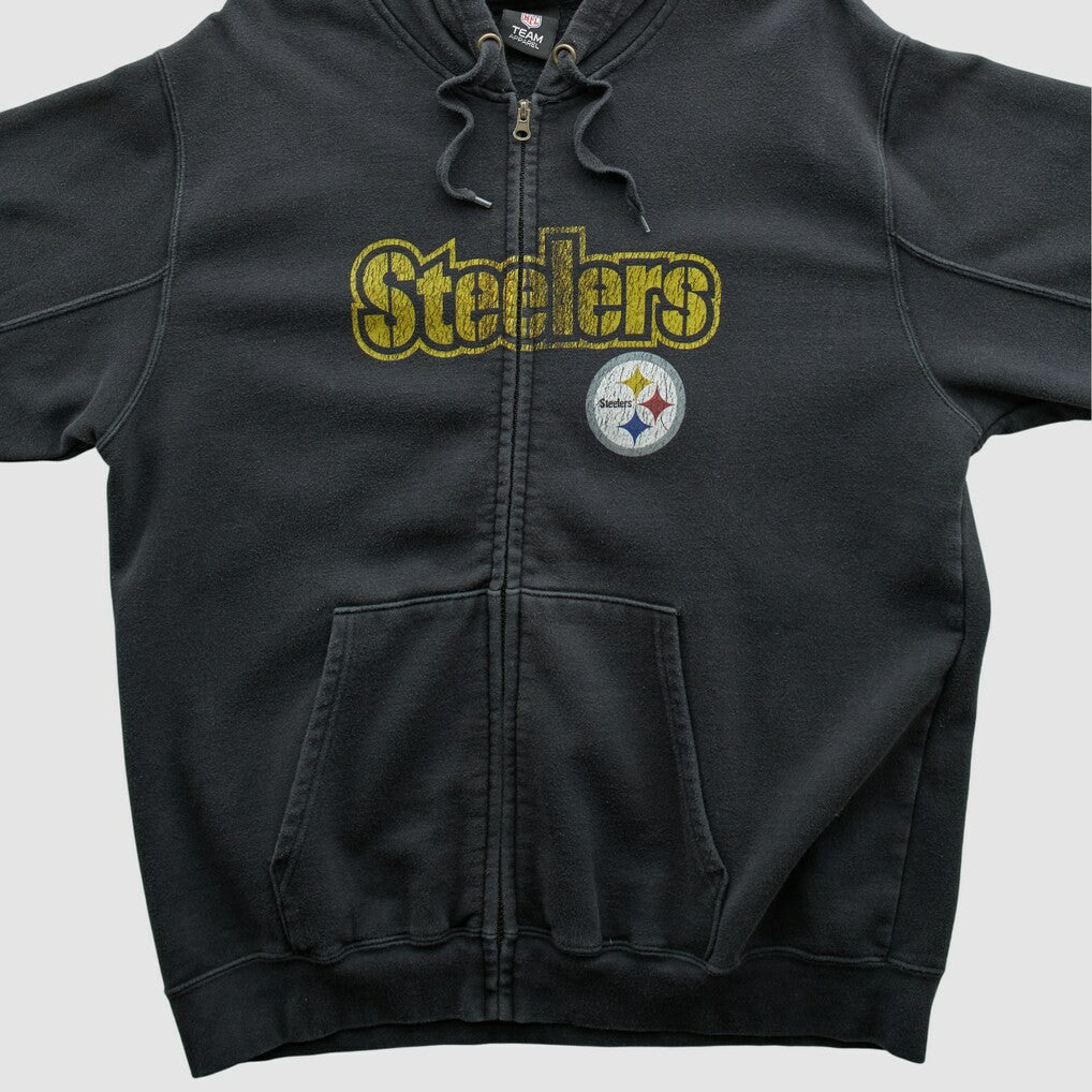 Pittsburgh Steelers NFL 2010s Hooded Full Zip Sweatshirt Black Vintage