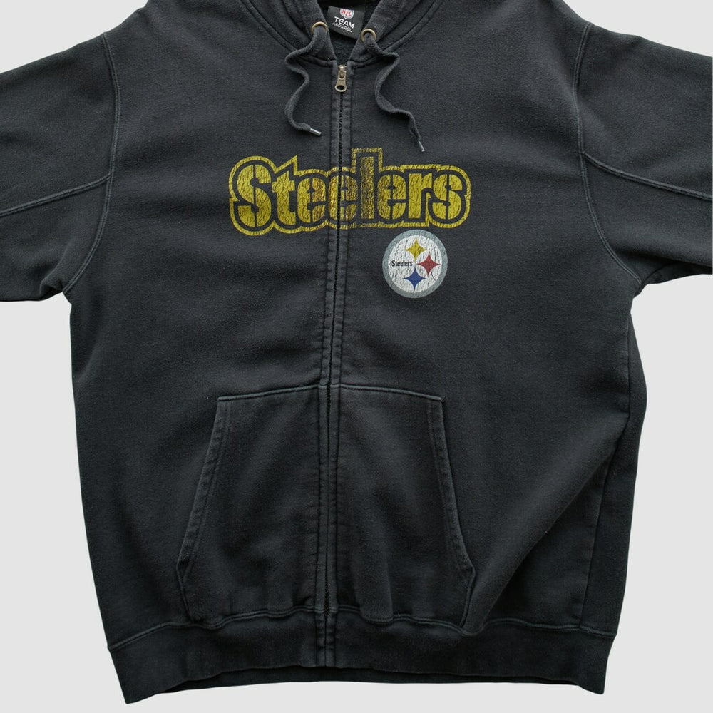 Pittsburgh Steelers NFL 2010s Hooded Full Zip Sweatshirt Black Vintage