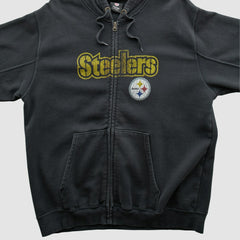 Pittsburgh Steelers NFL 2010s Hooded Full Zip Sweatshirt Black Vintage