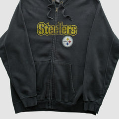 Pittsburgh Steelers NFL 2010s Hooded Full Zip Sweatshirt Black Vintage