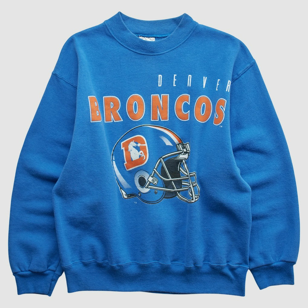 Denver Broncos Hanes 90s Pullover Sweatshirt Blue Vintage
