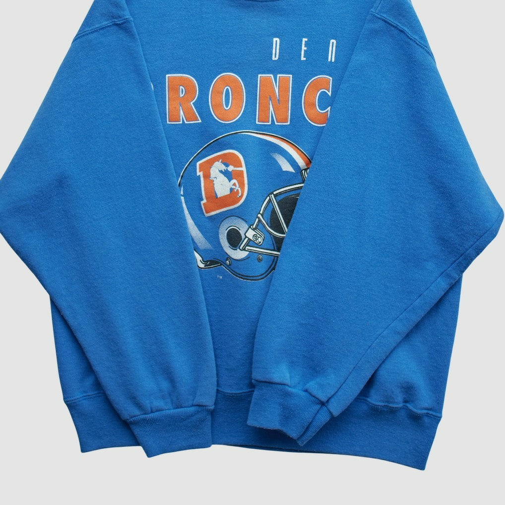 Denver Broncos Hanes 90s Pullover Sweatshirt Blue Vintage