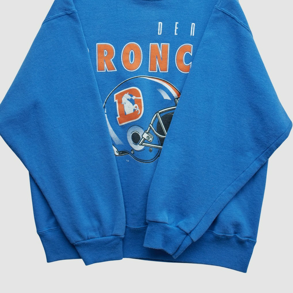 Denver Broncos Hanes 90s Pullover Sweatshirt Blue Vintage