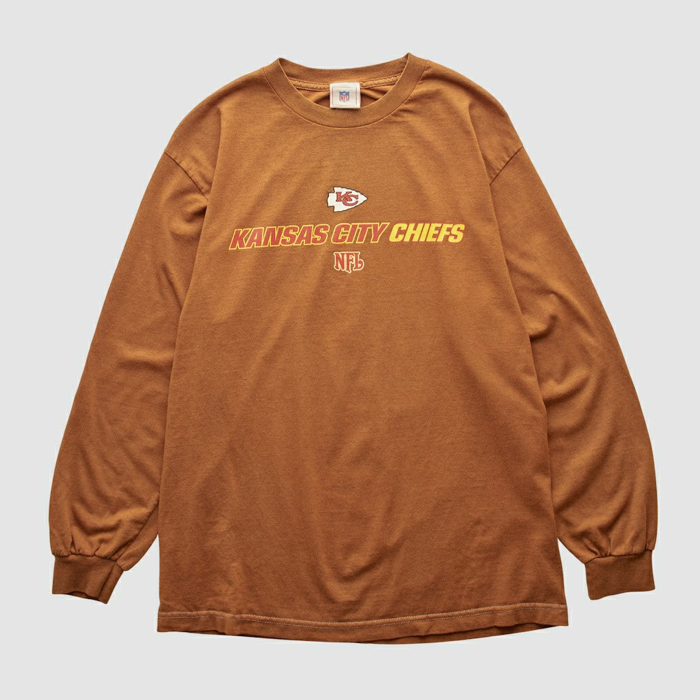 Kansas City Chiefs NFL 2000s Long Sleeve T-shirt Brown Vintage