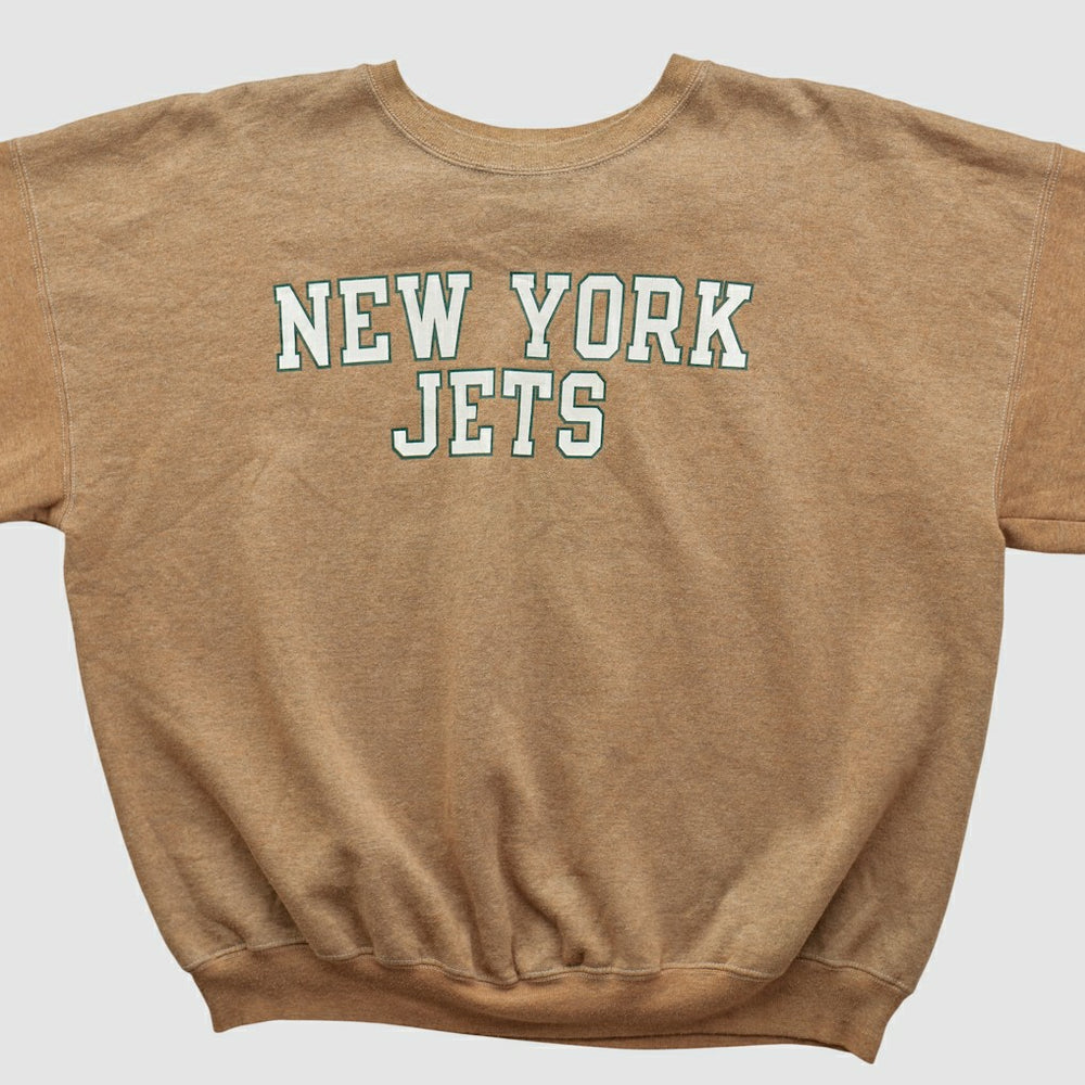 New York Jets Champion 2000s Pullover Sweatshirt Tan Vintage