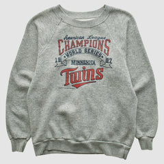 Minnesota Twins 1987 Pullover Sweatshirt - Heather Gray - XS by Fanatics Real Vintage Pullover