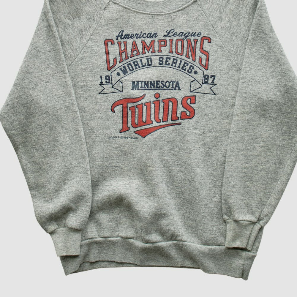 Minnesota Twins 1987 Pullover Sweatshirt - Heather Gray - XS by Fanatics Real Vintage Pullover