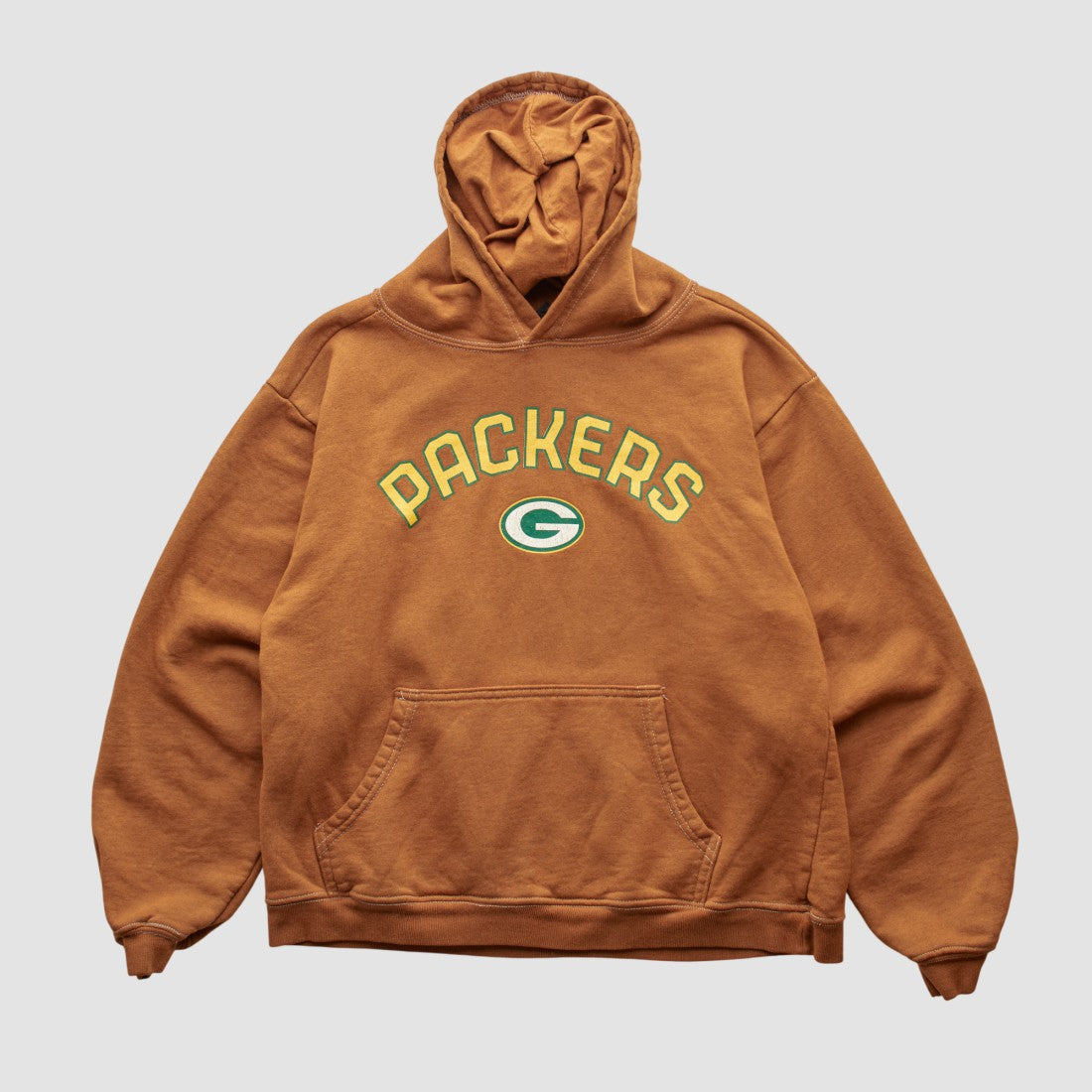 Green Bay Packers Reebok 2000s Hooded Pullover Sweatshirt Brown Vintage
