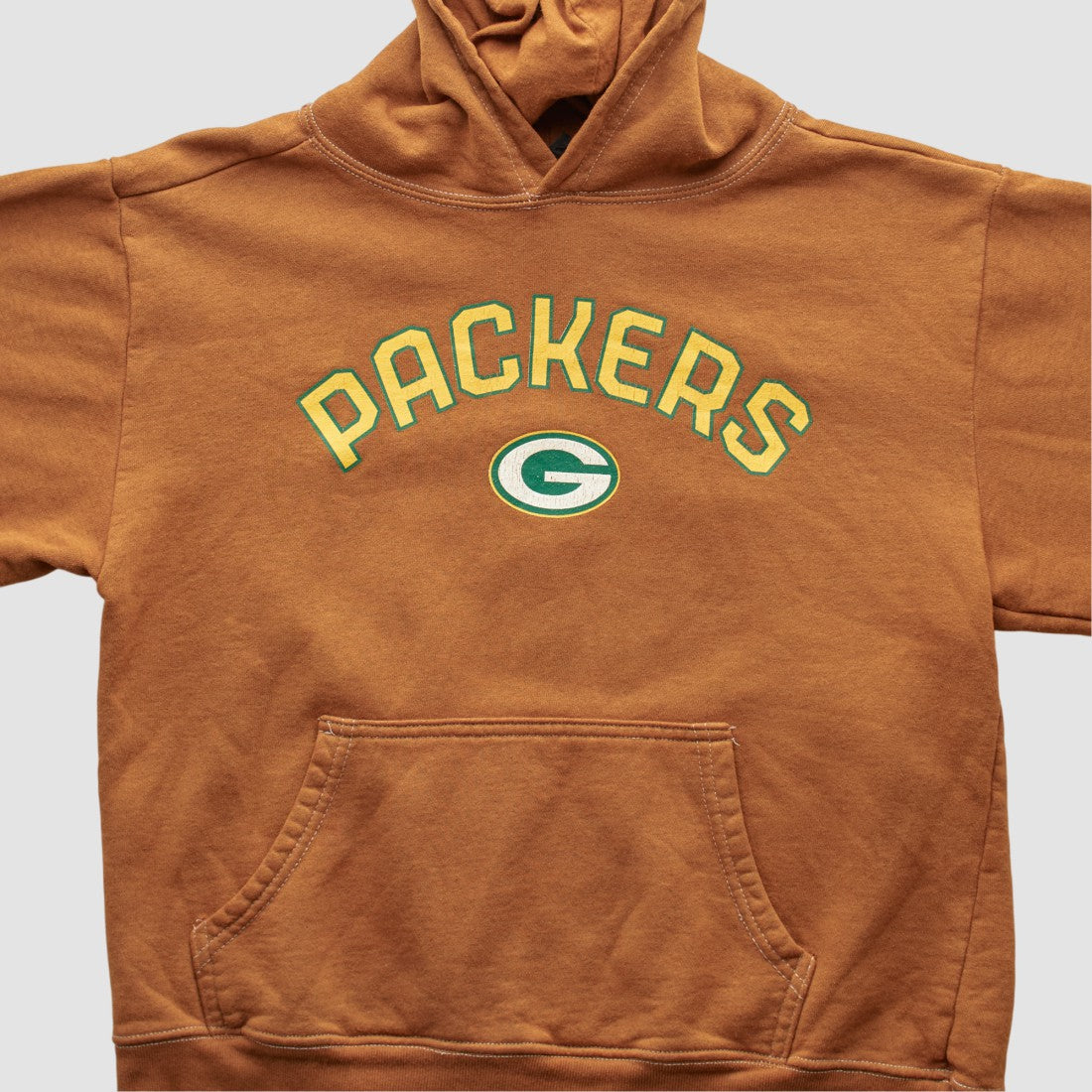Green Bay Packers Reebok 2000s Hooded Pullover Sweatshirt Brown Vintage