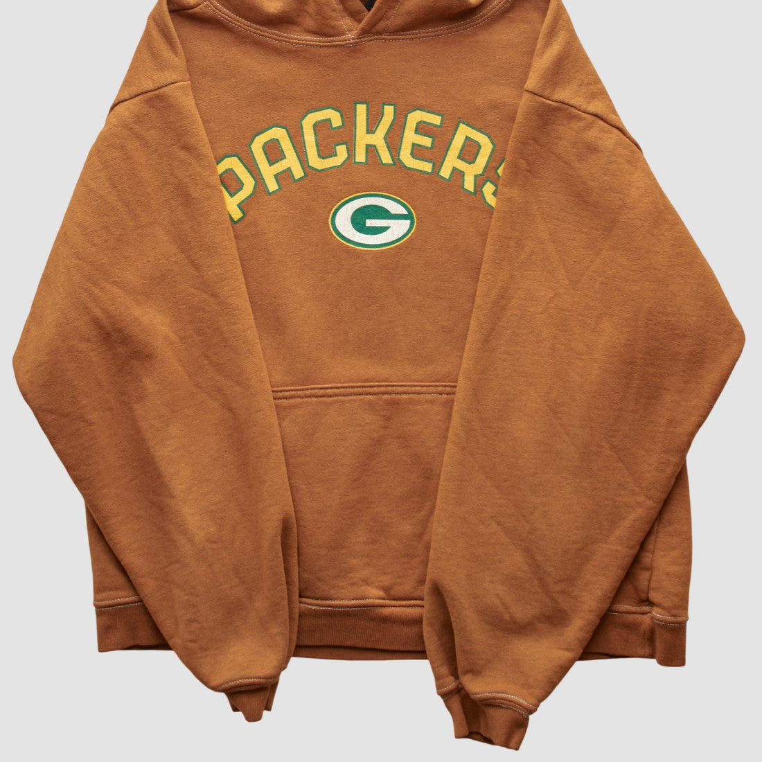 Green Bay Packers Reebok 2000s Hooded Pullover Sweatshirt Brown Vintage