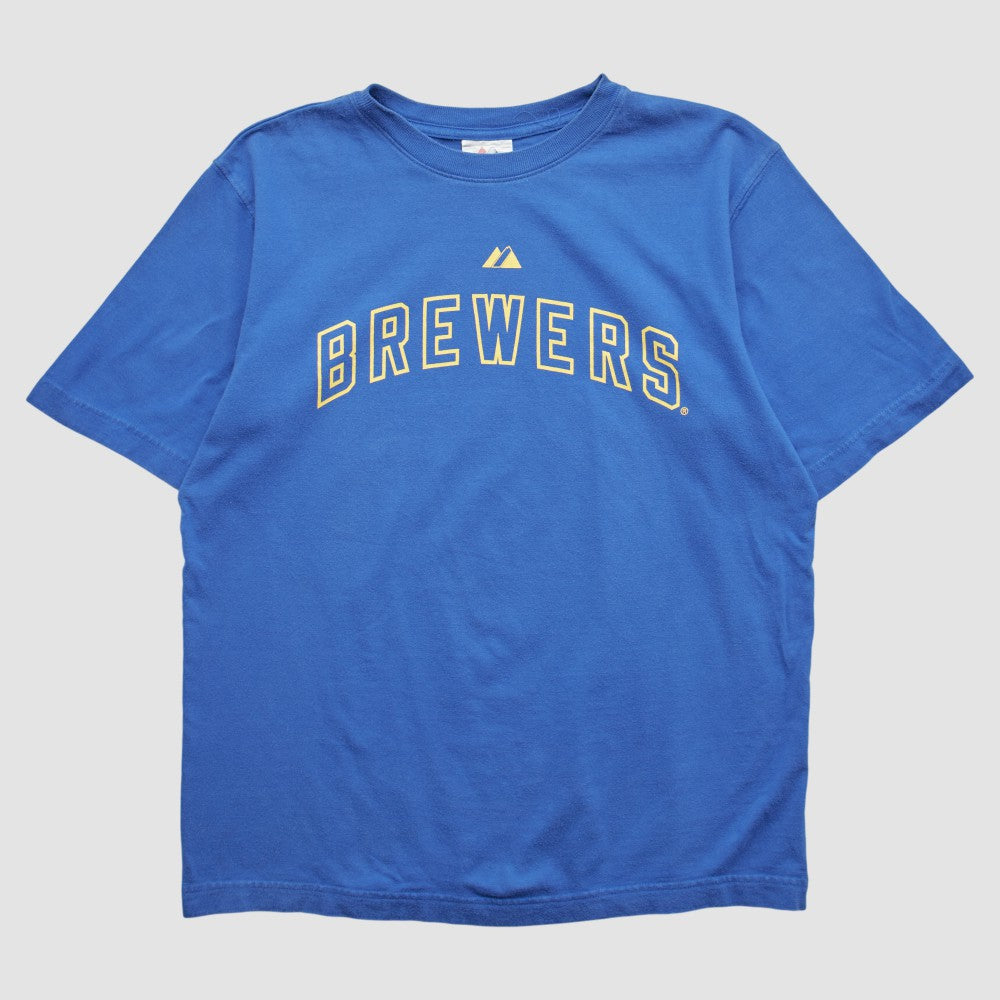 Milwaukee Brewers Majestic 2000s T-shirt - Blue - M by Fanatics Real Vintage T-shirts