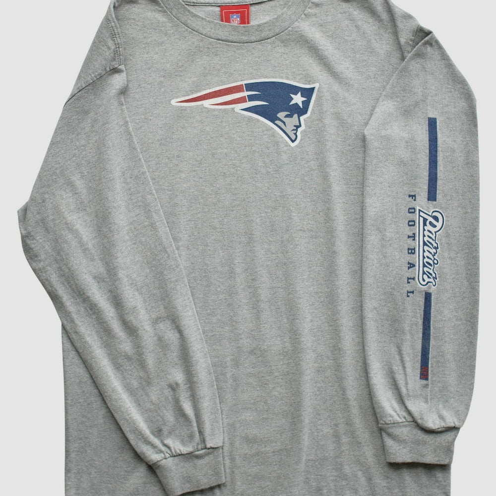 New England Patriots NFL 2000s Long Sleeve T-shirt Heather Gray Vintage