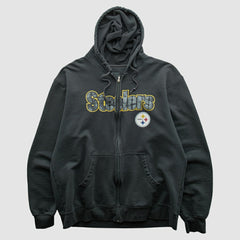 Pittsburgh Steelers Reebok 2000s Hooded Full Zip Sweatshirt Charcoal Vintage