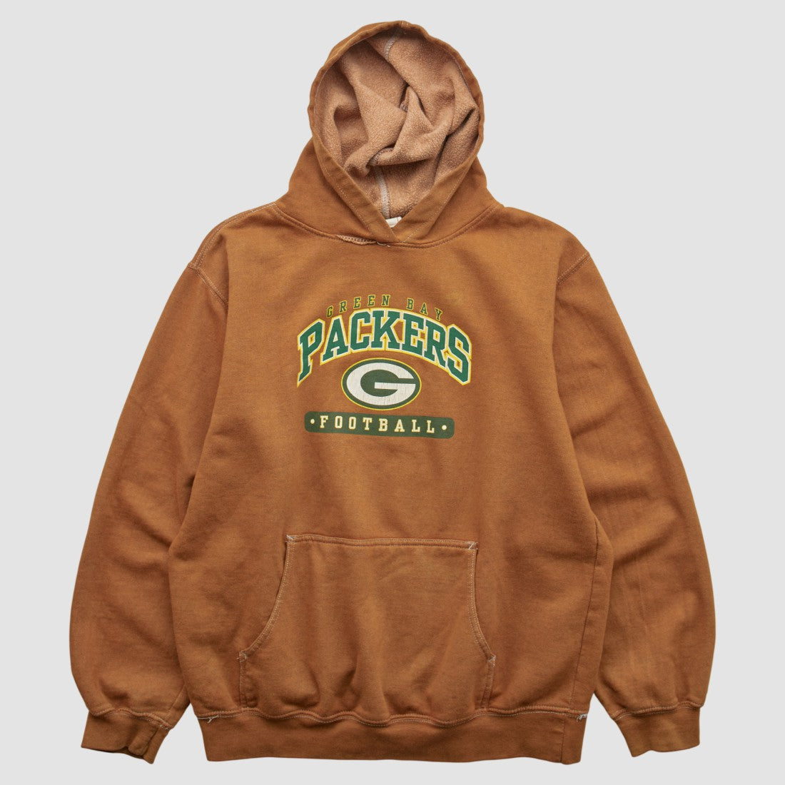 Green Bay Packers NFL 2000s Hooded Pullover Sweatshirt Brown Vintage