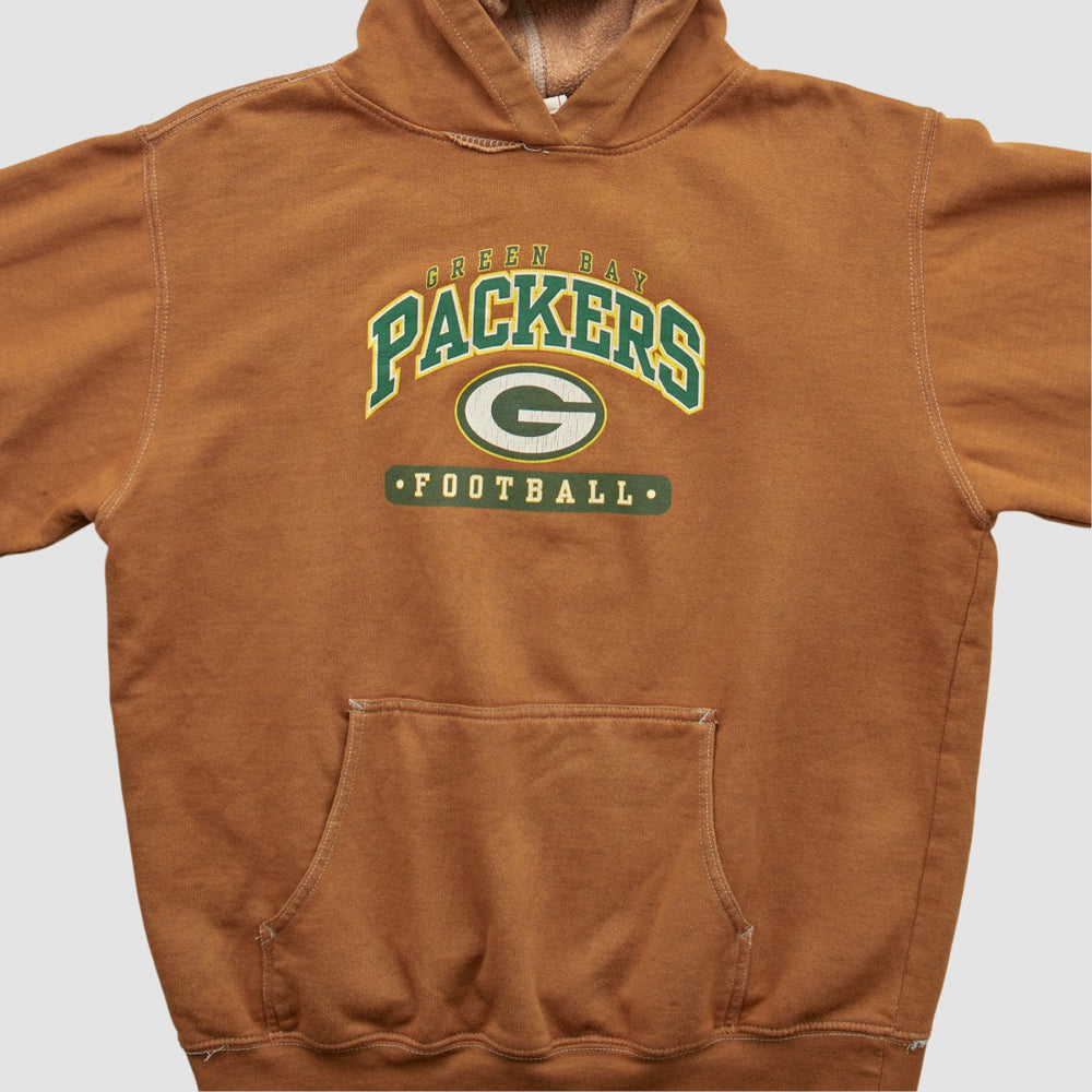 Green Bay Packers NFL 2000s Hooded Pullover Sweatshirt Brown Vintage
