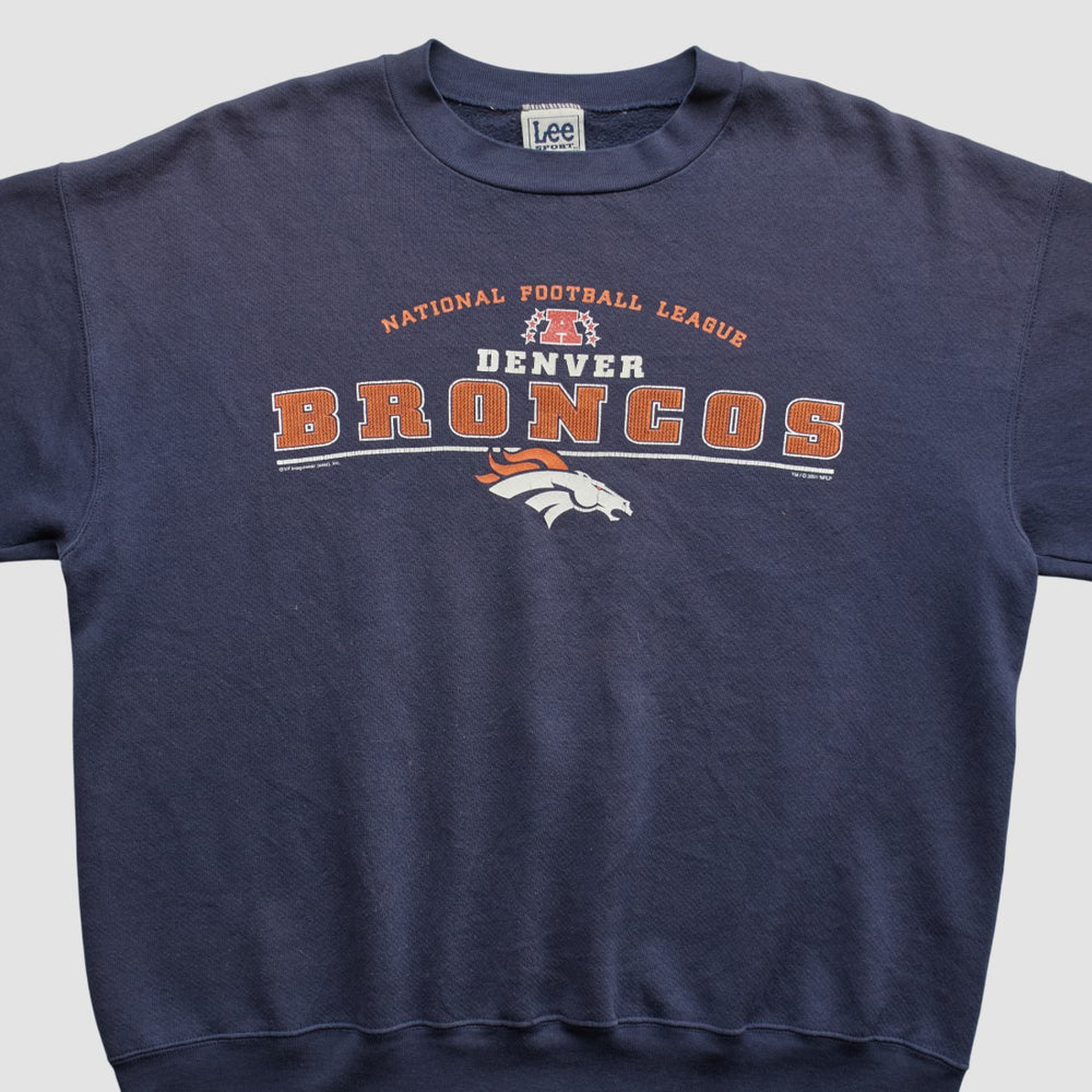 Denver Broncos Lee Apparel 2001 Pullover Sweatshirt Navy Vintage
