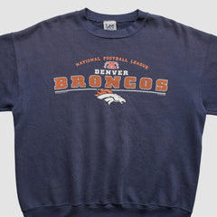Denver Broncos Lee Apparel 2001 Pullover Sweatshirt Navy Vintage