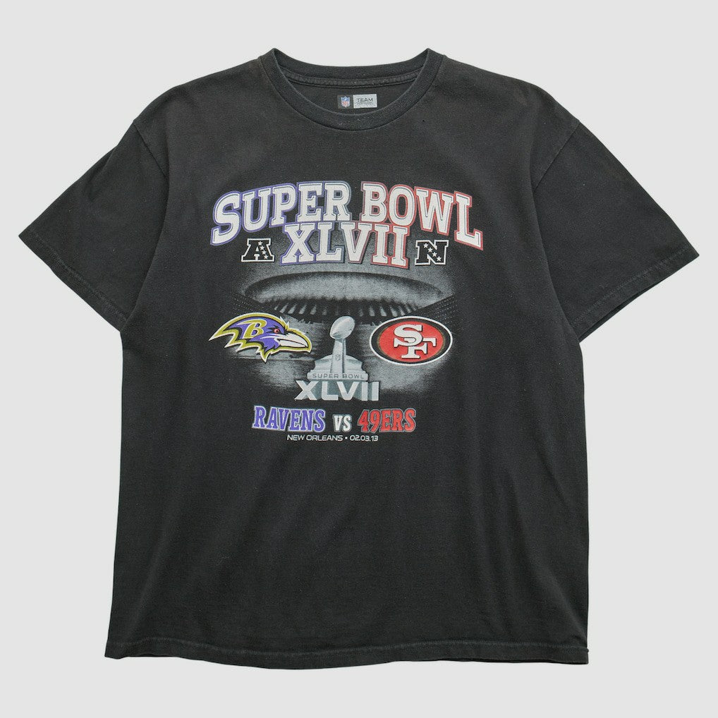 Superbowl XLVII NFL 2013 T-shirt Black Vintage