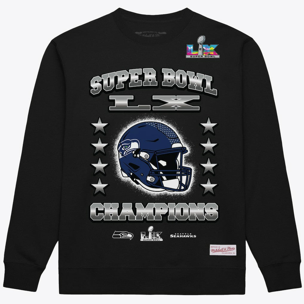 Seattle Seahawks Super Bowl LX Champions Helmet Sweatshirt Black
