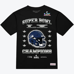 Seattle Seahawks Super Bowl LX Champions Helmet Arch T-Shirt Black