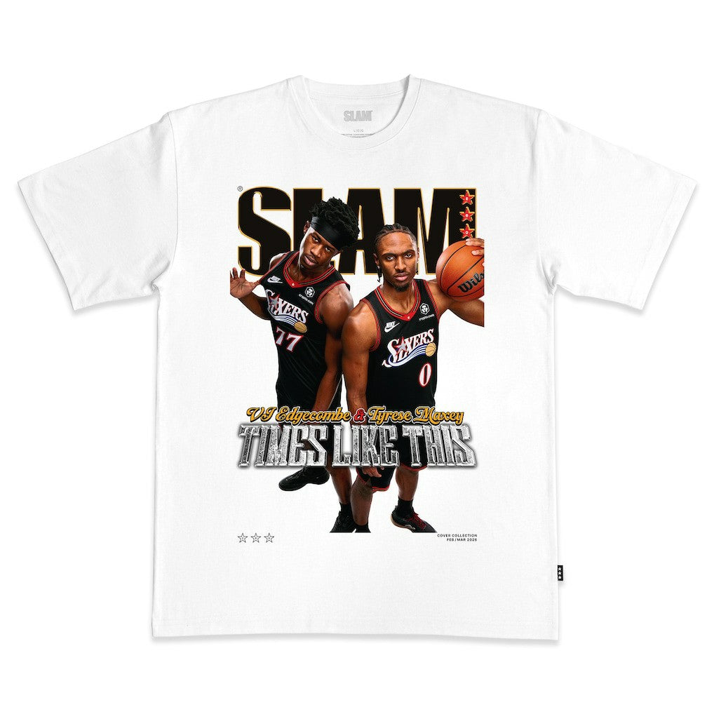 VJ Edgecombe & Tyrese Maxey Philadelphia 76ers SLAM Unisex Cover T-Shirt White