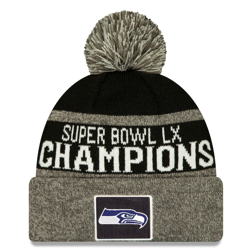 Seattle Seahawks New Era Super Bowl LX Champions Parade Cuffed Knit Hat with Pom Black