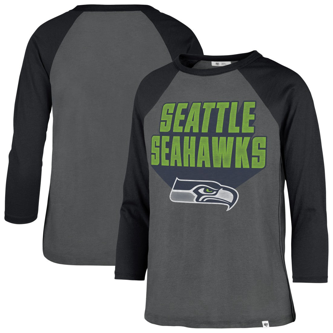 Seattle Seahawks '47 Women's Jetset Ava Raglan Long Sleeve T-Shirt Charcoal