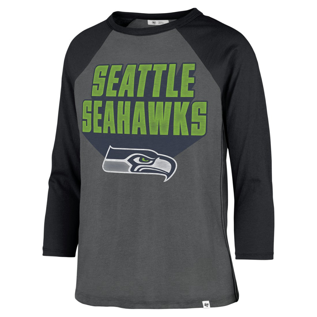 Seattle Seahawks '47 Women's Jetset Ava Raglan Long Sleeve T-Shirt Charcoal