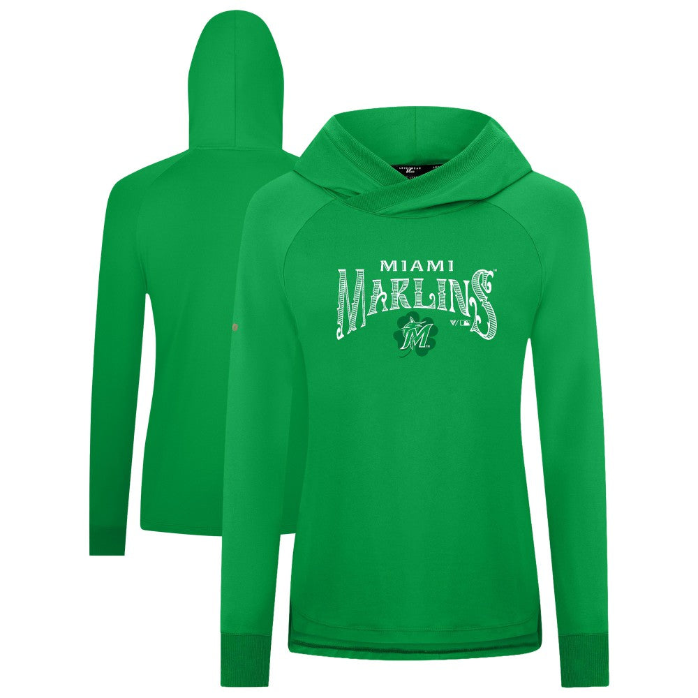 Miami Marlins Levelwear Women's St. Patrick's Day Slender Raglan Hoodie - Green Hoodies