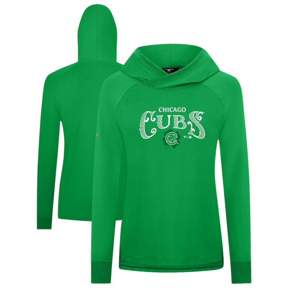 Chicago Cubs Levelwear Women's St. Patrick's Day Slender Raglan Hoodie - Green Hoodies