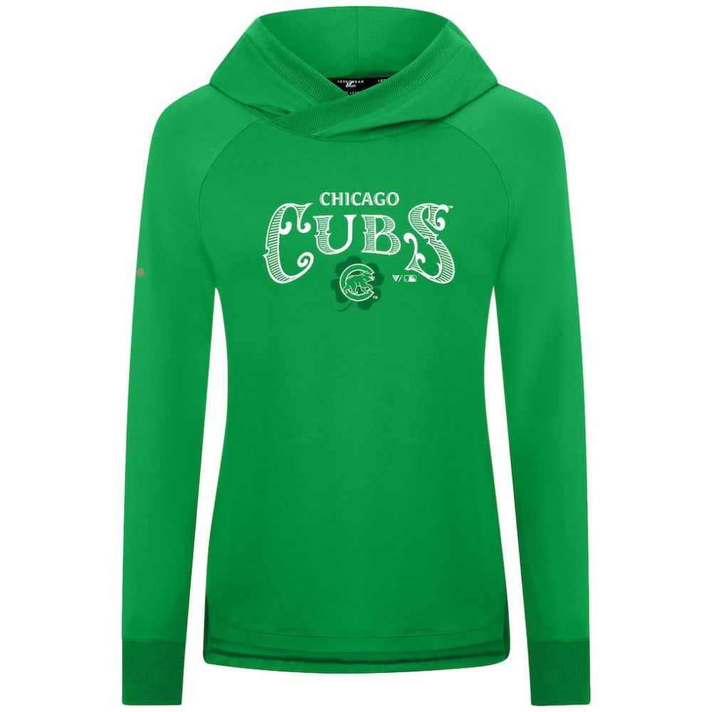 Chicago Cubs Levelwear Women's St. Patrick's Day Slender Raglan Hoodie - Green Hoodies