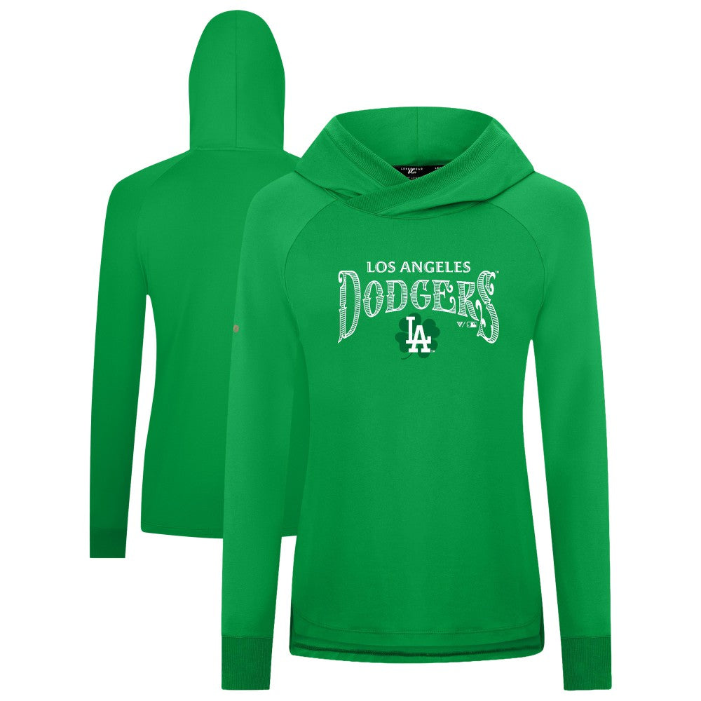 Los Angeles Dodgers Levelwear Women's St. Patrick's Day Slender Raglan Hoodie - Green Hoodies