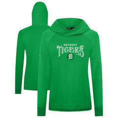 Detroit Tigers Levelwear Women's St. Patrick's Day Slender Raglan Hoodie - Green Hoodies