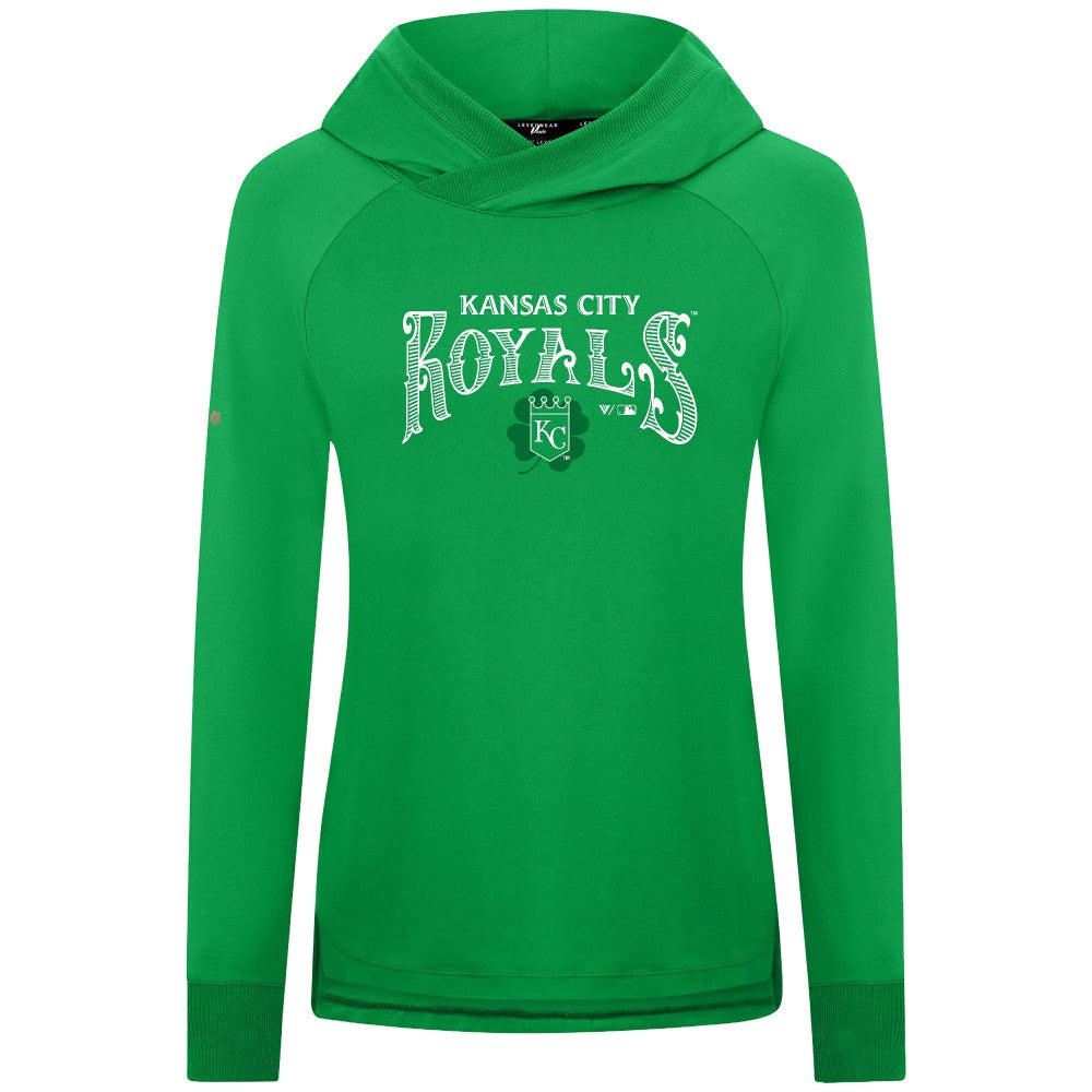 Kansas City Royals Levelwear Women's St. Patrick's Day Slender Raglan Hoodie - Green Hoodies