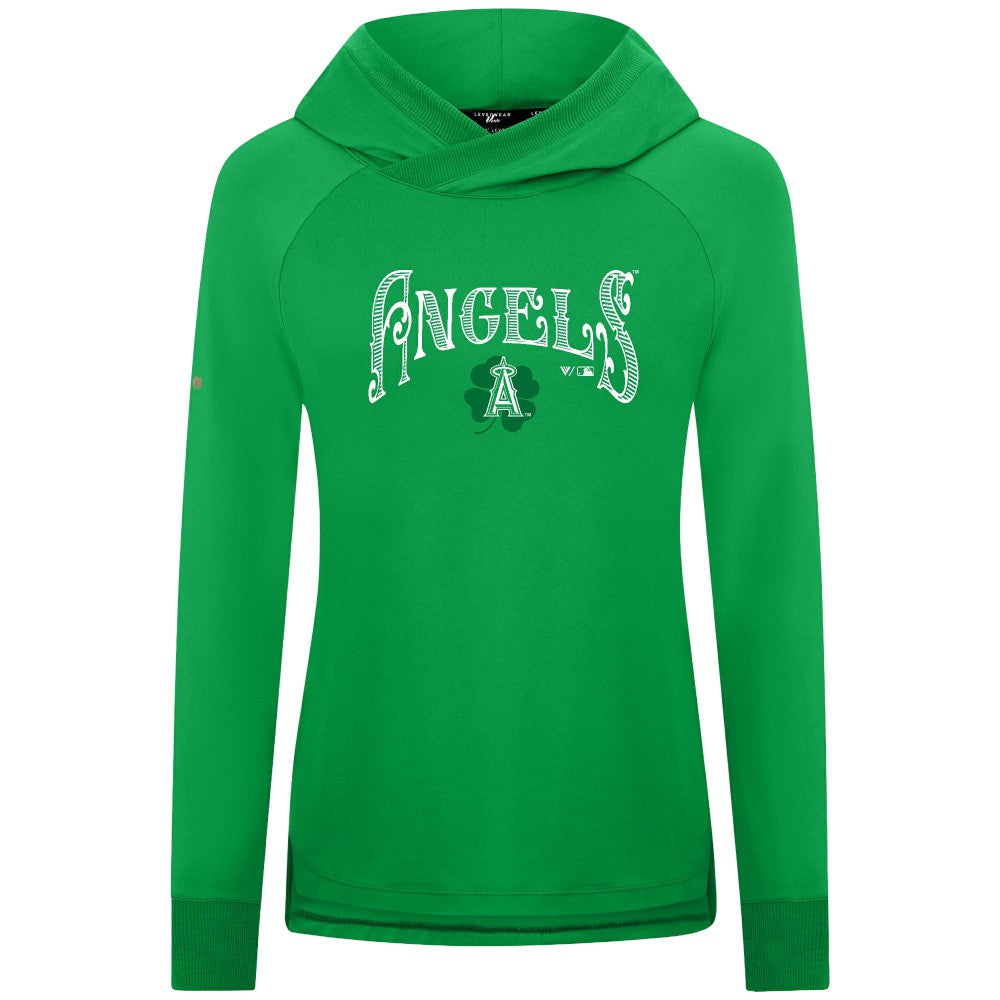 Los Angeles Angels Levelwear Women's St. Patrick's Day Slender Raglan Hoodie - Green Hoodies