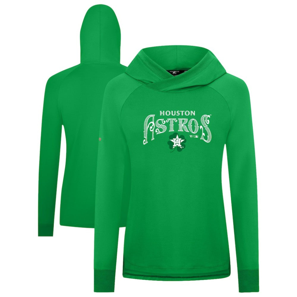 Houston Astros Levelwear Women's St. Patrick's Day Slender Raglan Hoodie - Green Hoodies